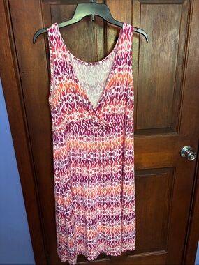 St. John's Bay Pink, Orange & White Sleeveless Patterned Dress
